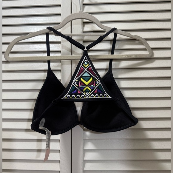 Victoria's Secret PINK Black Embroidered Triangle Back Pushup Bikini Top - Picture 3 of 5